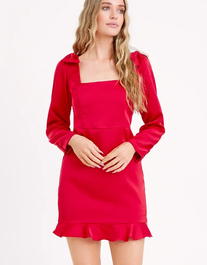 Adelyn Rae Ashley Bow Satin Mini Dress (FINAL SALE)