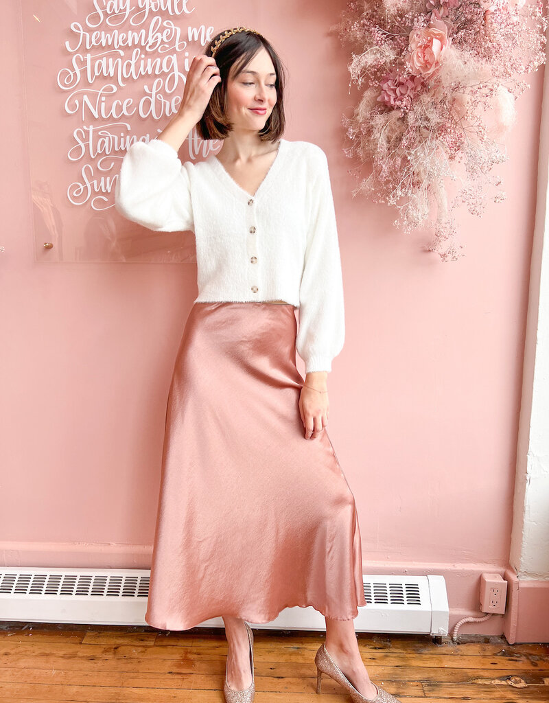 Molly Bracken Tula A-Line Satin Midi Skirt (FINAL SALE)
