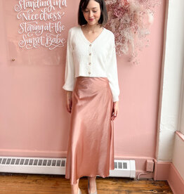 Molly Bracken Tula A-Line Satin Midi Skirt *Only One Left - XL*