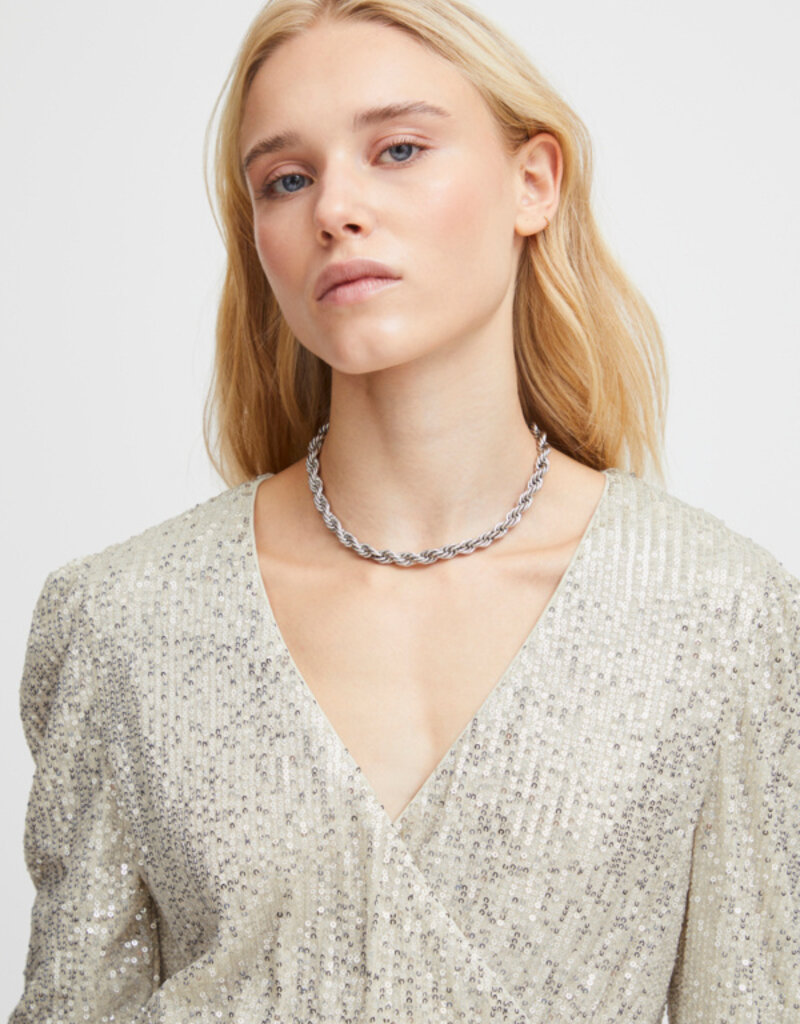 ICHI Fauci Surplice Sequin Dress