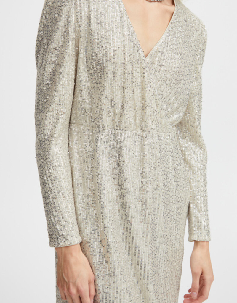 ICHI Fauci Surplice Sequin Dress