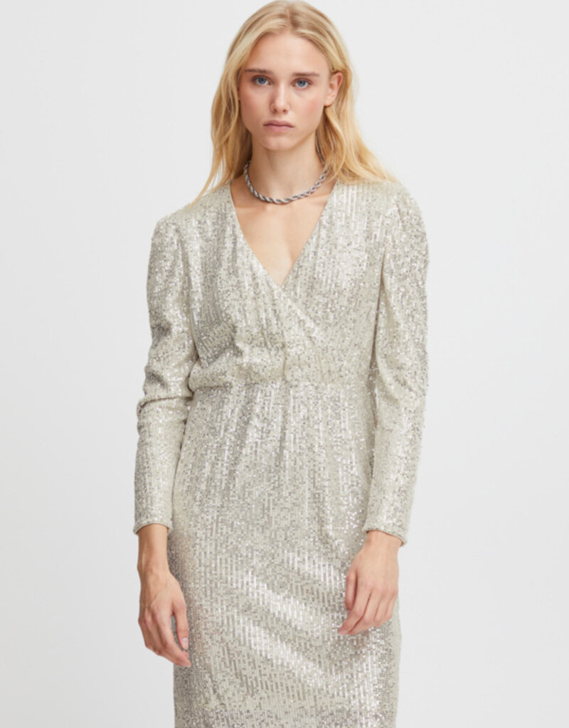 ICHI Fauci Surplice Sequin Dress