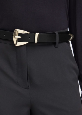 ICHI Accessories Latin Waist Belt With Geometric Buckle