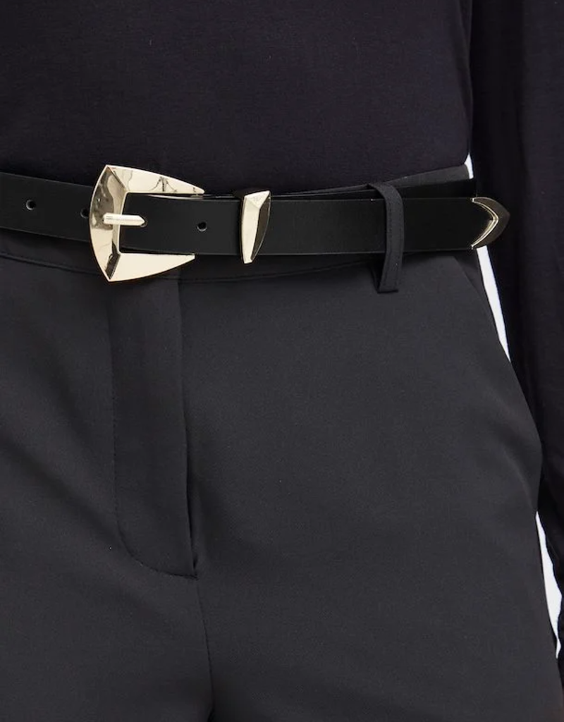 ICHI Accessories Latin Waist Belt With Geometric Buckle