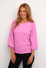 Kaffe Lorenza Jersey Puff Sleeve Textured Blouse in Bubblegum