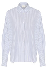 Kaffe Maibritt Striped Button-up Knot Shirt in Blue White Stripe
