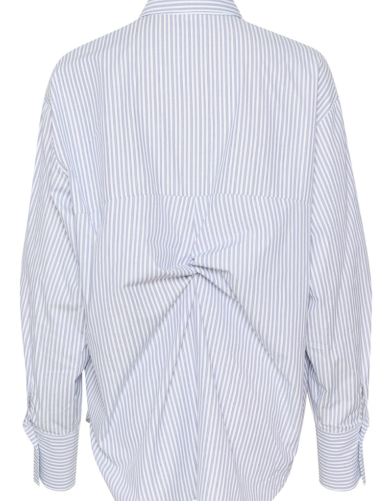 Kaffe Maibritt Striped Button-up Knot Shirt in Blue White Stripe