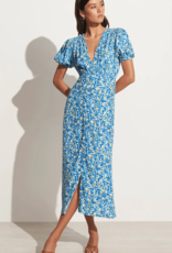 Faithfull Bellavista Floral Button-Front Midi Dress in Lou Blue Floral