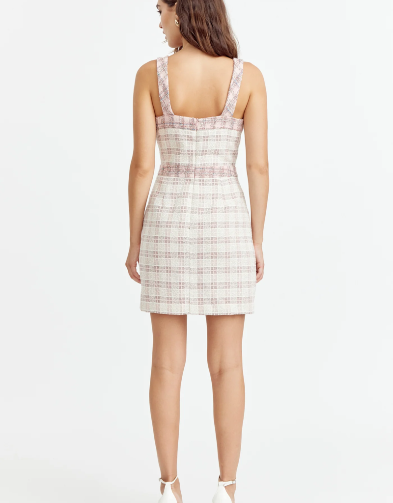 Adelyn Rae Liana mix Tweed Dress in Pink Ivory