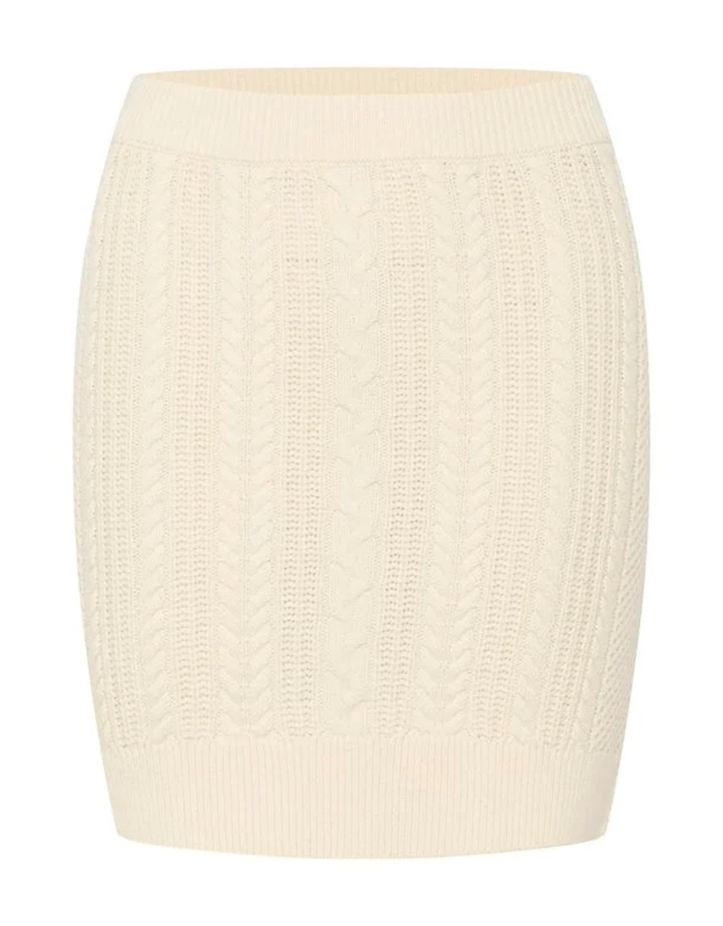 Part Two Farrah Cable Knit Skirt in Whitecap Grey