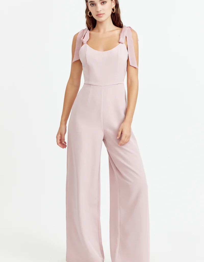 Adelyn Rae Gia Jumpsuit with Ribbon Straps
