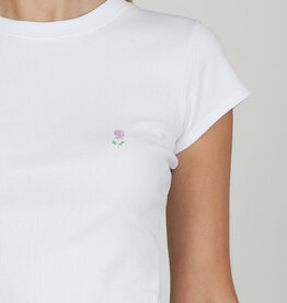 Brunette the Label Brunette the Label - Embroidered Ribbed Fitted Tee