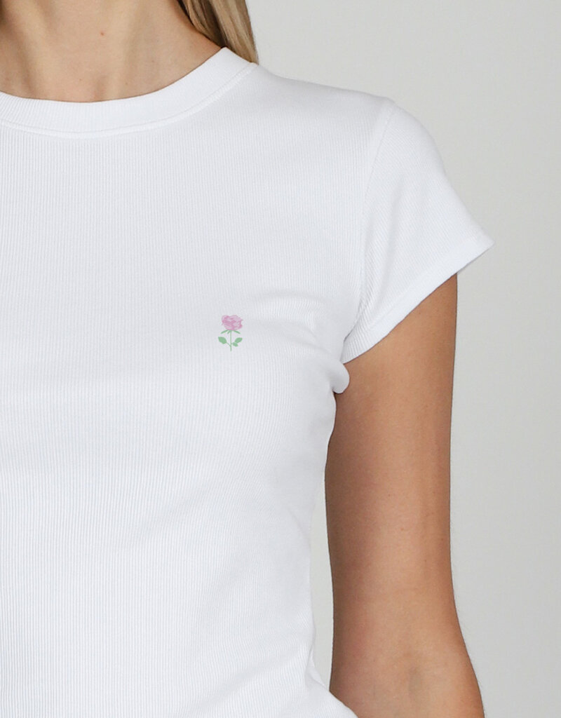 Brunette the Label Embroidered Ribbed Fitted Tee