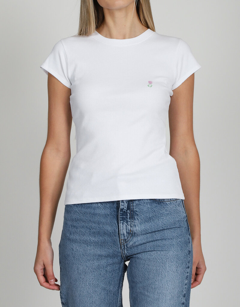 Brunette the Label Embroidered Ribbed Fitted Tee