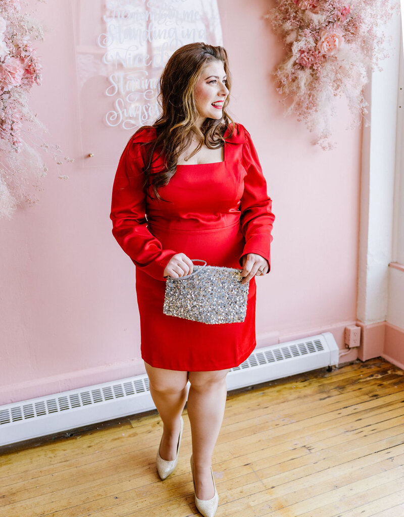 Adelyn Rae Ashley Bow Satin Mini Dress (FINAL SALE)