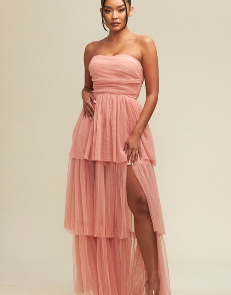 Luxxel Lara Tiered Tulle Maxi Dress (FINAL SALE)