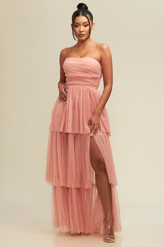 laura formal tiered tulle dress Laura Formal Tiered Tulle Dress