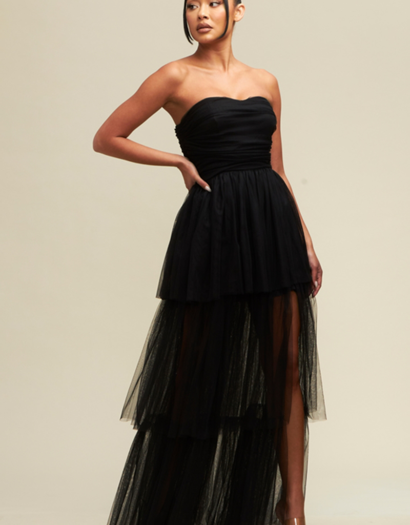 Lara Tiered Tulle Maxi Dress - Adorn Boutique