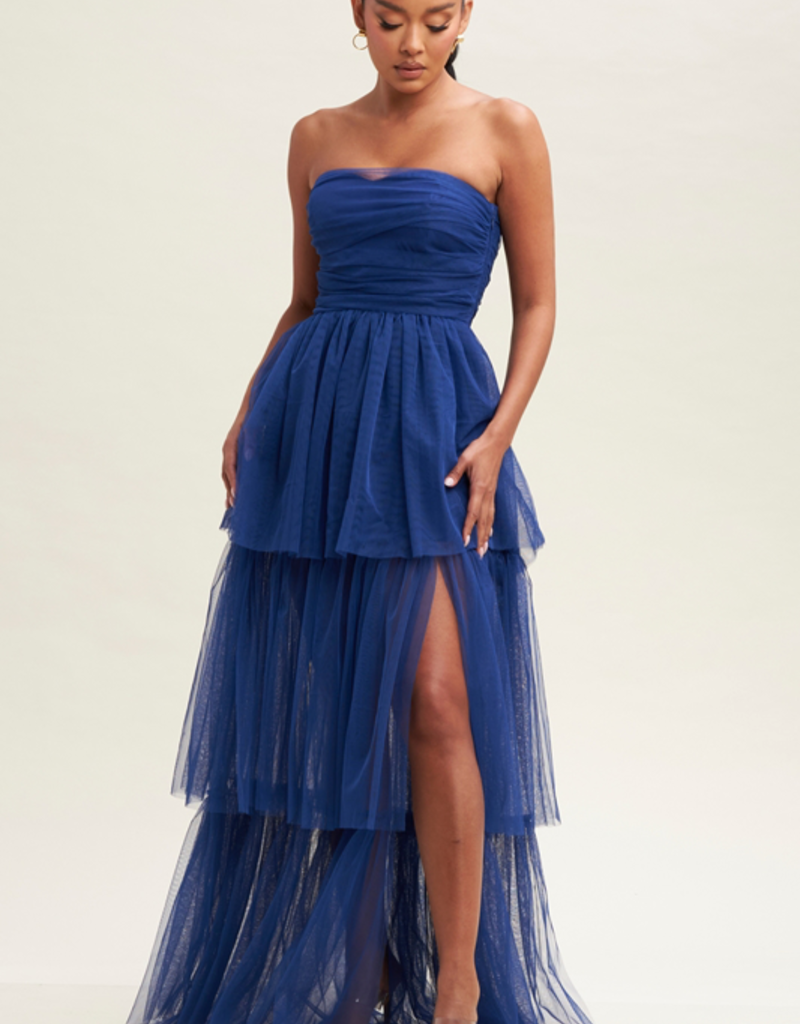 Royal Court Retro Style Full Length Puffy Tulle Tiered Long Maxi