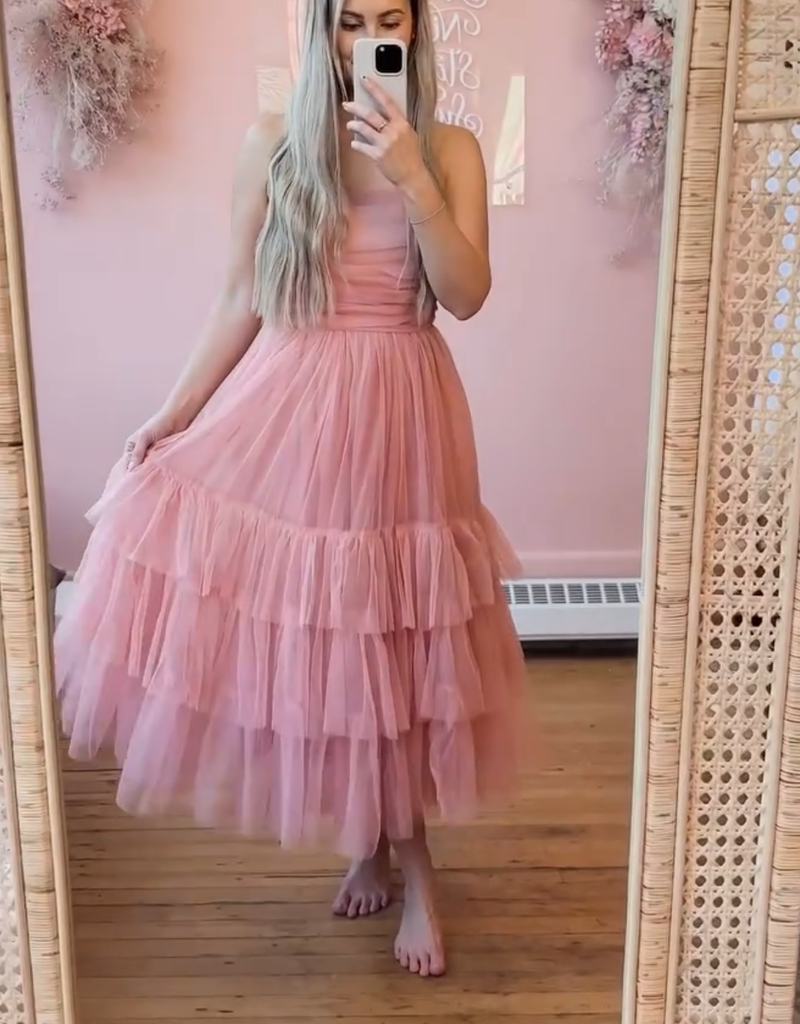 Luxxel Liv Tiered Tulle Midi Dress