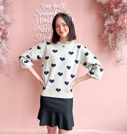 ICHI Brielle Heart Print Knitted Pullover *LARGE*