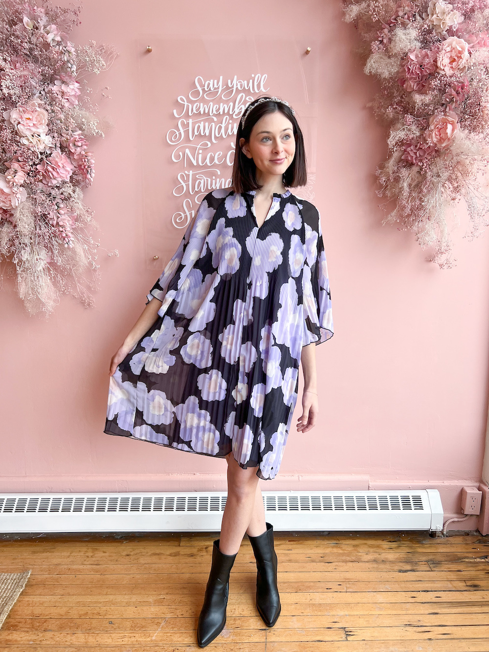 Hendra Floral Print Pleated Dress