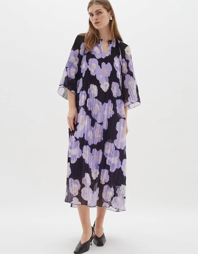 InWear Hendra Long Floral Print Pleated Dress