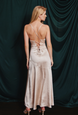 Dress Forum Intention Satin Laced-Back Maxi Dress