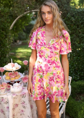 Adelyn Rae Petra Twist Front Floral Mini Dress *Only One Left - XS*