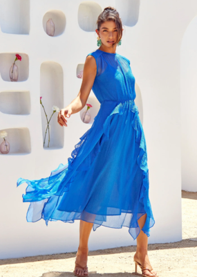 Adelyn Rae Rosalie Cascading Ruffled Midi Dress *Only One Left - XS*