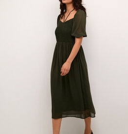 Kaffe Kale Dress in Dark Green