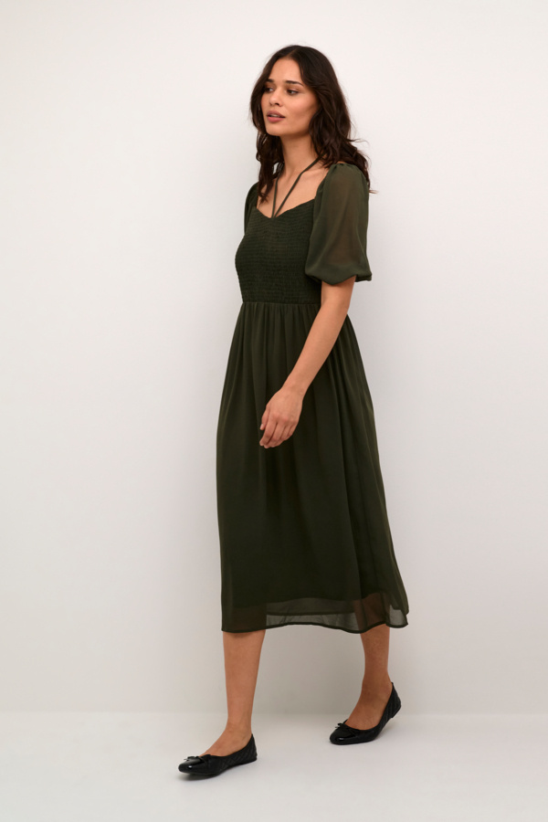 kale green dress LONG OLIVE GREEN DRESS WITH CAPE main image 0
