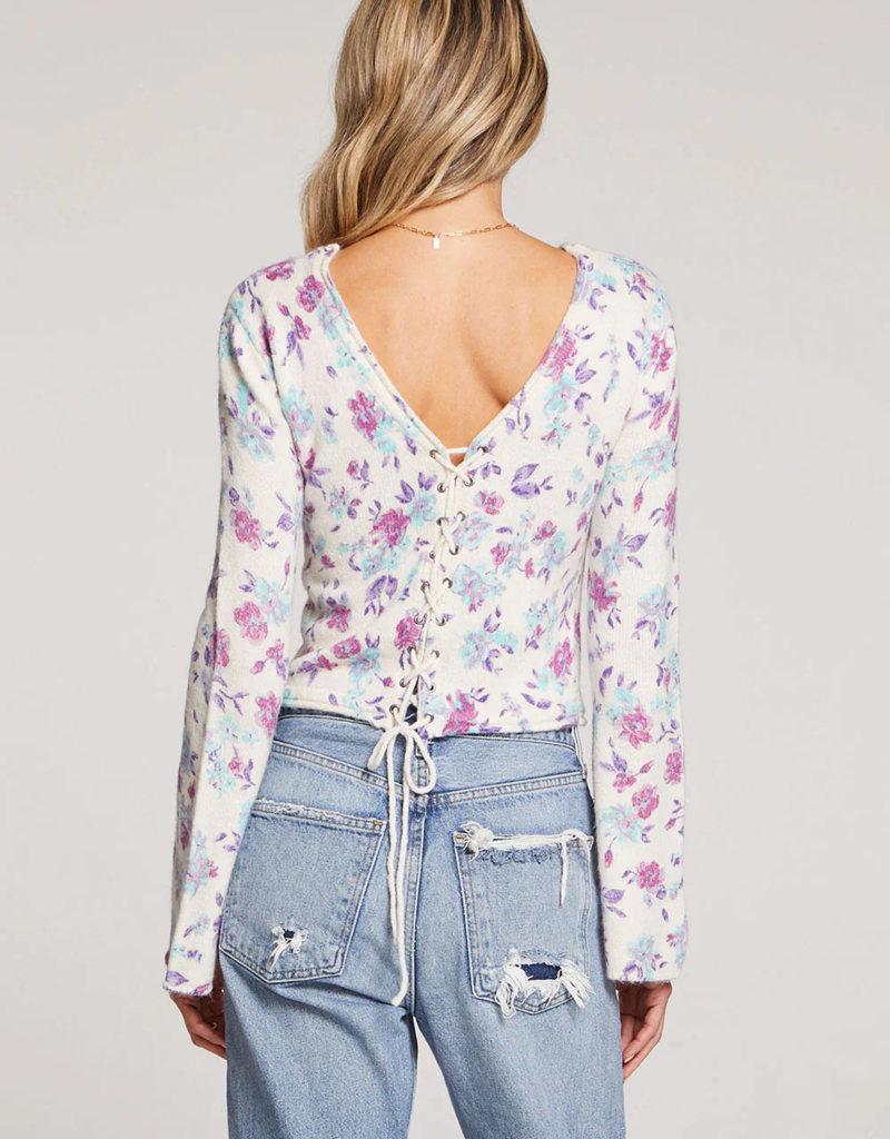 Saltwater Luxe Vittoria Floral Lace-Up Sweater (FINAL SALE)