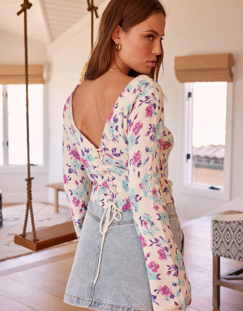 Saltwater Luxe Vittoria Floral Lace-Up Sweater (FINAL SALE)