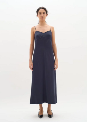 InWear Zilky Satin A-Line Dress in Midnight Blue