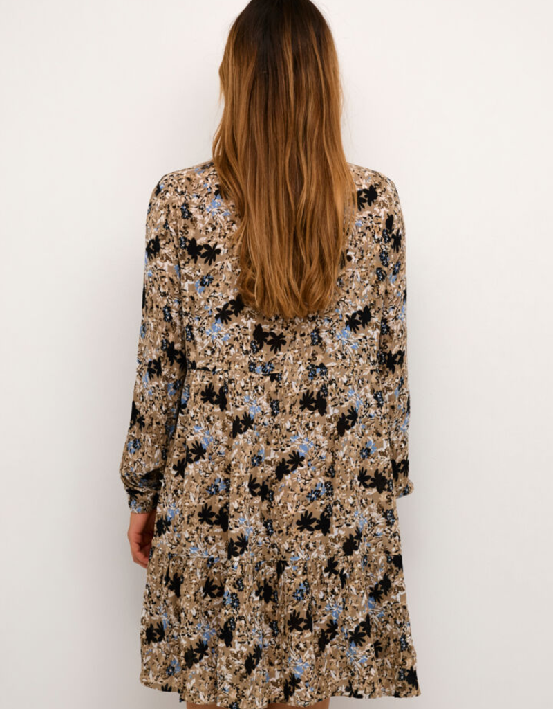 Kaffe Riana Printed A-Line Dress in Grey and Blue Floral (FINAL SALE)