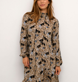 Kaffe Riana Printed Dress in Grey and Blue Floral *Only One Left - Size 4*