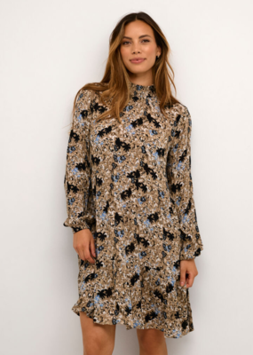 Kaffe Riana Printed Dress in Grey and Blue Floral *Only One Left - Size 4*