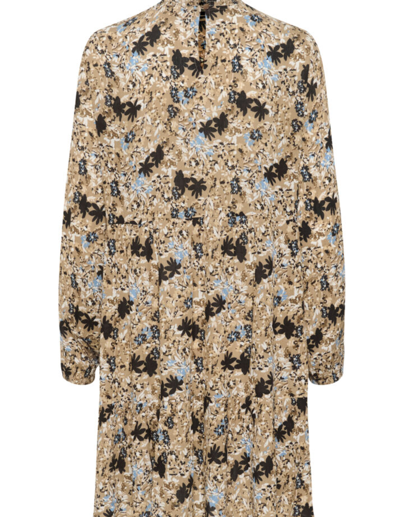 Kaffe Riana Printed A-Line Dress in Grey and Blue Floral (FINAL SALE)