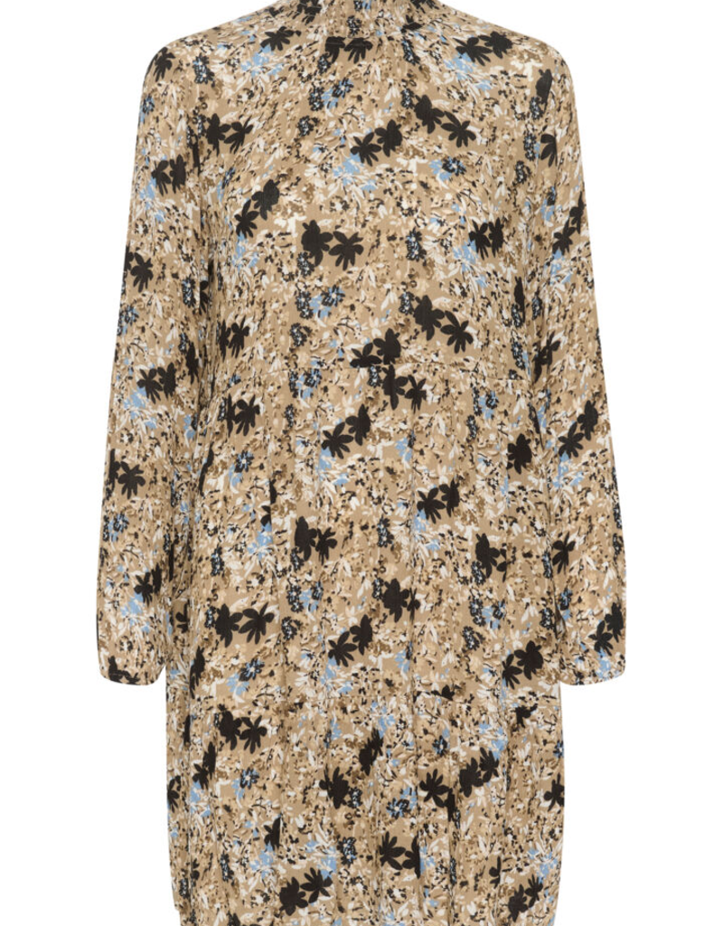 Kaffe Riana Printed A-Line Dress in Grey and Blue Floral (FINAL SALE)