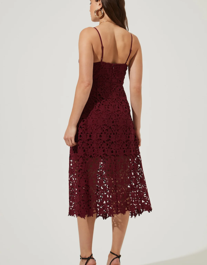 ASTR Kenna Lace Midi Dress in Wine (FINAL SALE)