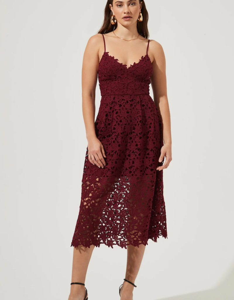 ASTR Kenna Lace Midi Dress in Wine (FINAL SALE)
