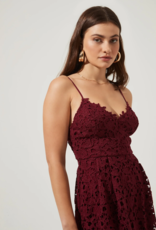 ASTR Kenna Lace Midi Dress in Wine (FINAL SALE)