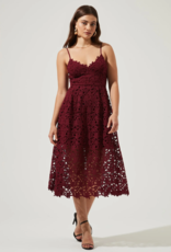 ASTR Kenna Lace Midi Dress in Wine (FINAL SALE)