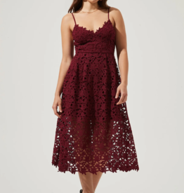 ASTR Kenna Lace Midi Dress in Wine *Only One Left - XS*