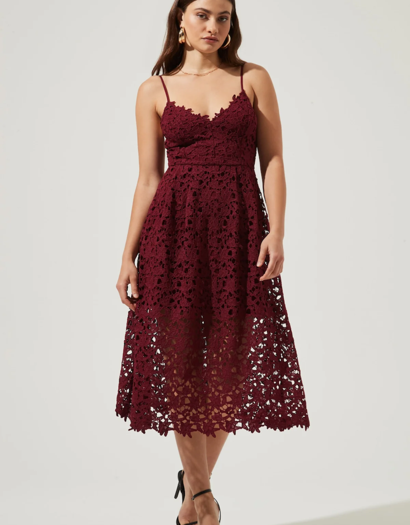 Kenna Lace Midi Dress in Lavender Adorn Boutique