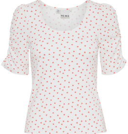 ICHI Debby Heart Print Short Sleeve T-Shirt
