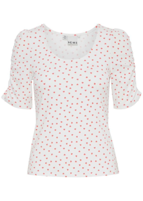 ICHI Debby Heart Print Short Sleeve T-Shirt