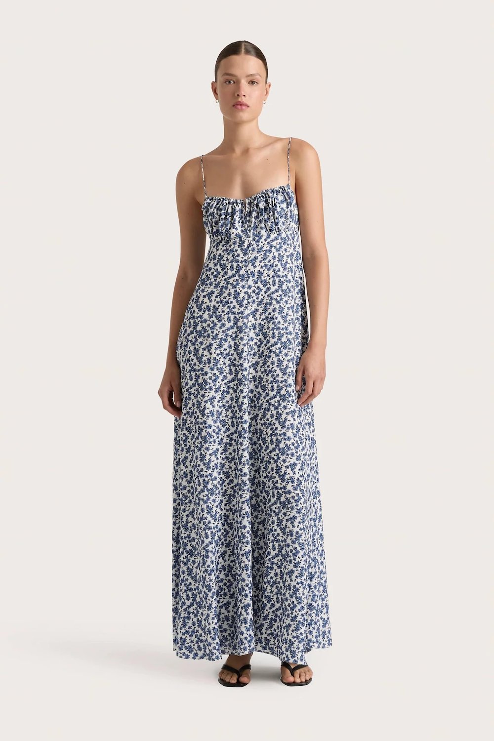 公式【1JINN STUDIO】] Flour Print Strap Backless Maxi Dres GORGLITTER Women's Floral Print Mesh Fishtail Bodycon Maxi