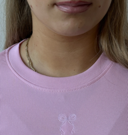 Brunette the Label Brunette the Label - Bow Cropped Ribbed Fitted Tee